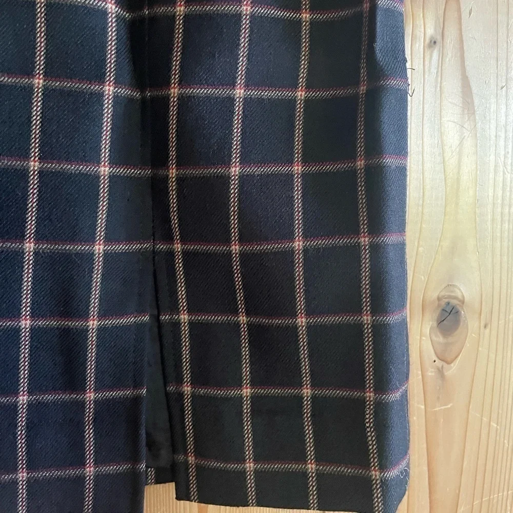 90's Vintage Wool Window Pane Plaid Power Mini Skirt Suit